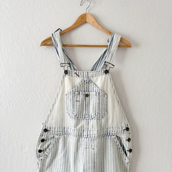 Faherty Topsail Overalls Light Wash Blue Striped Railroad - Picture 8 of 16
